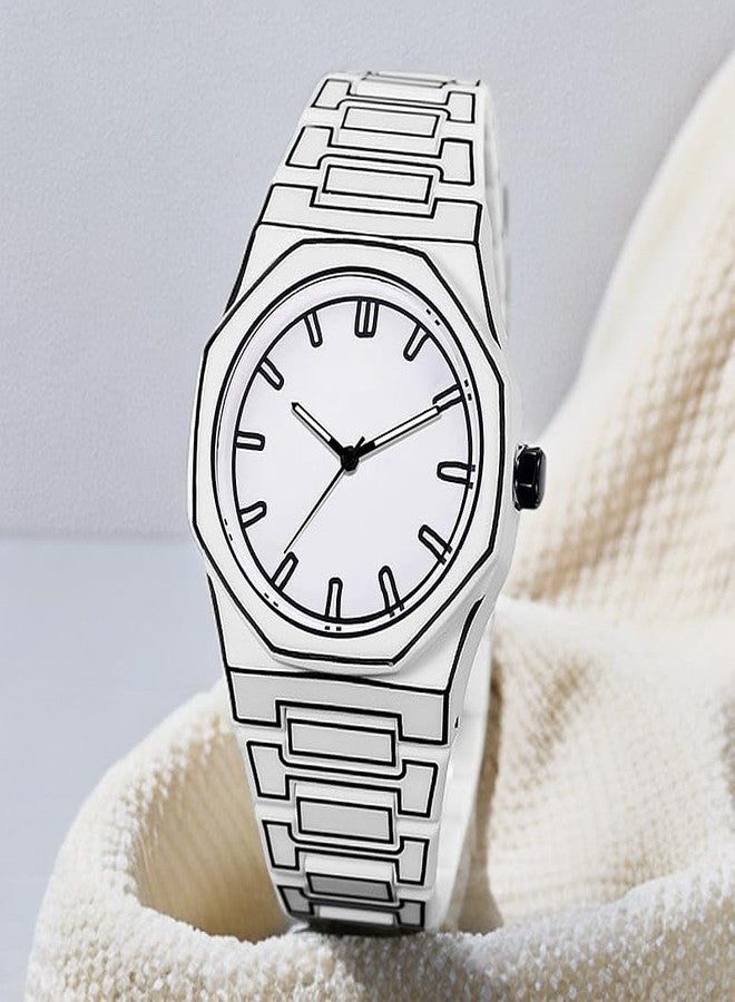 FANMIS Men's Anime-Inspired Watch Fashion Sketch Wristwatch Minimalist Creative Wormhole Design Stylish and Durable Timepiece for Men's Sports Watch (B White) - Image 4